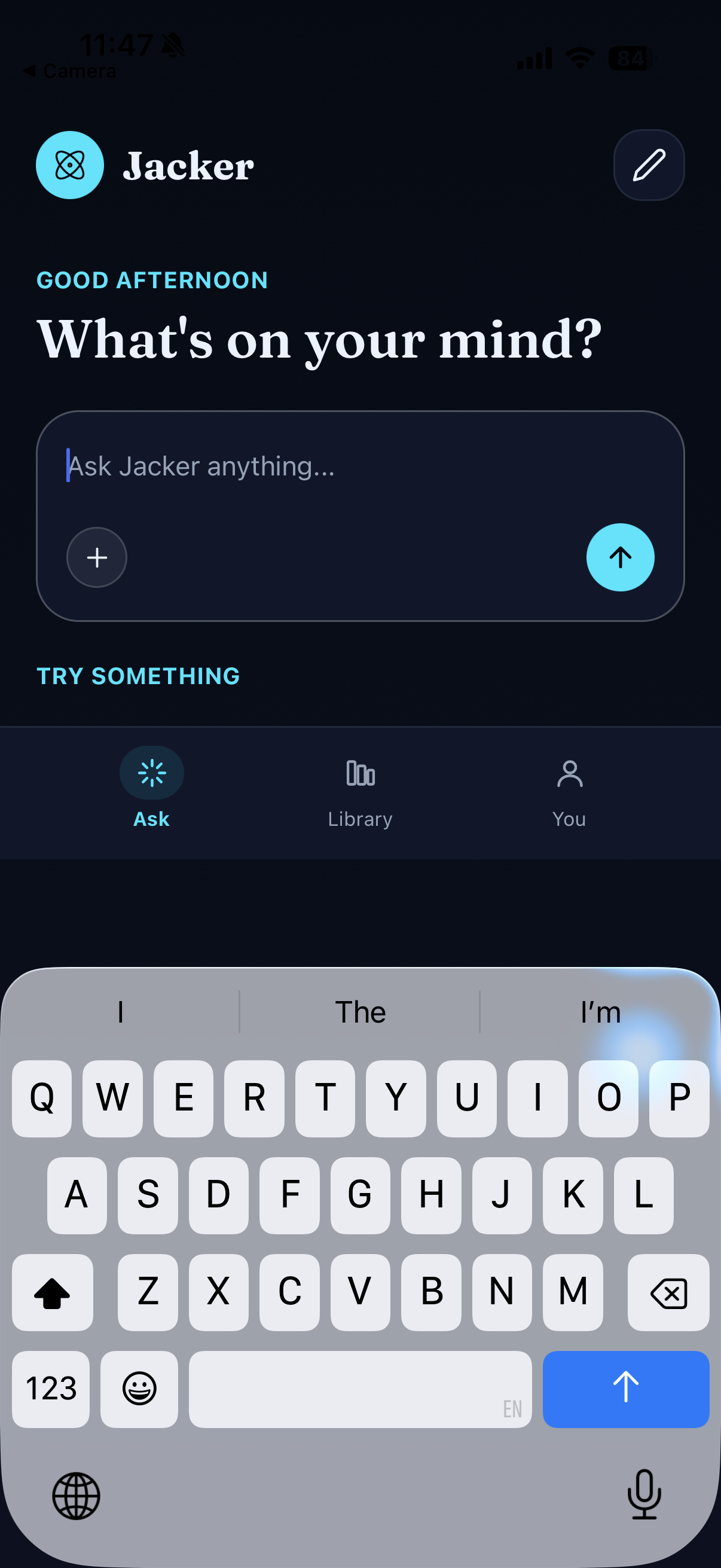 Jacker mobile app home screen